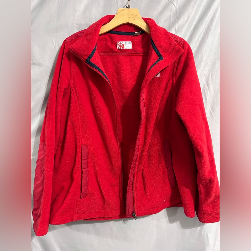 COPY - Chick Fil A red zip up XL- used, but clean. No visible stains, SUPER WAR…